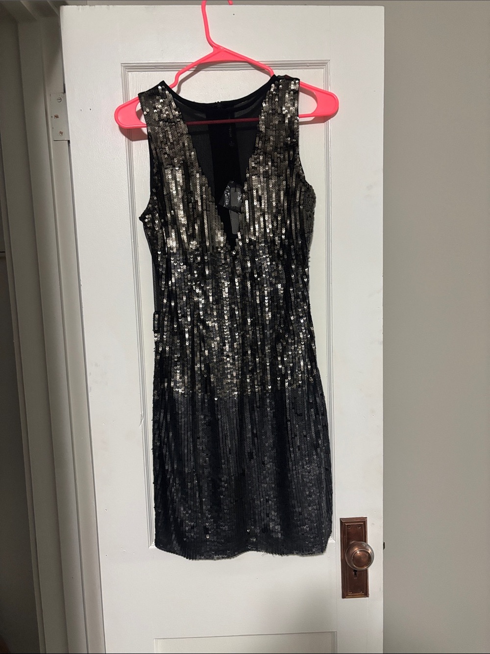 W118 by Walter Baker Black and Silver Sequin Carmen Dress
